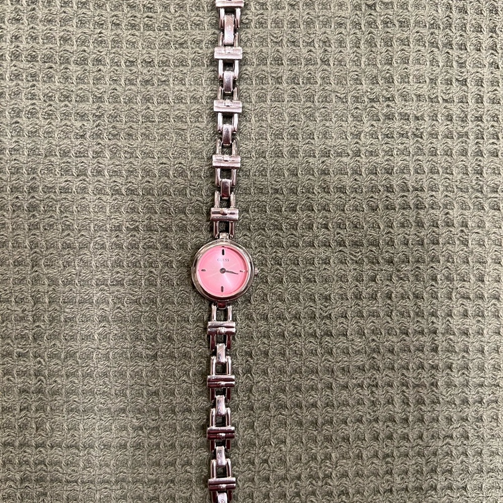 Guess Pink Dial Silver Bracelet Watch